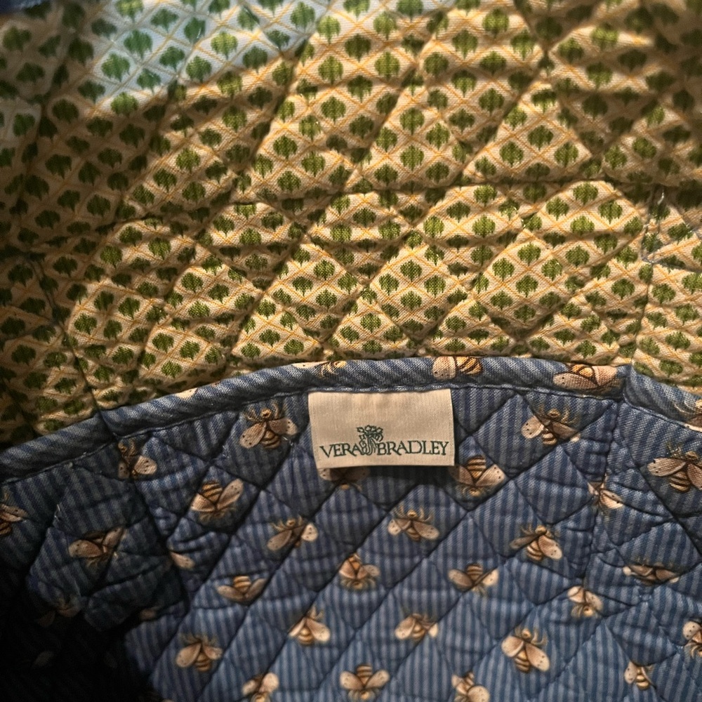 Vera Bradley Quilted Bag with Green and Blue Bee Pattern